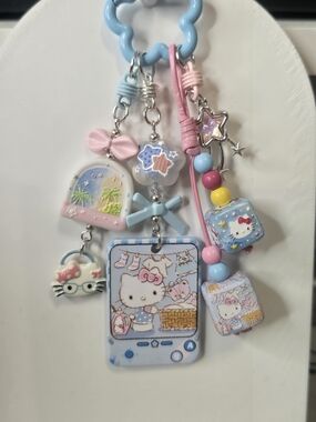 Hello Kitty Pastel Phone Charm Keychain - Pink & Blue